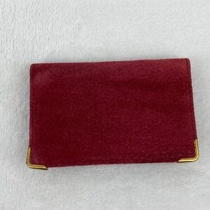 VTG English Leather Red Suede Card Holder Zip Around 5” x 3.5”
